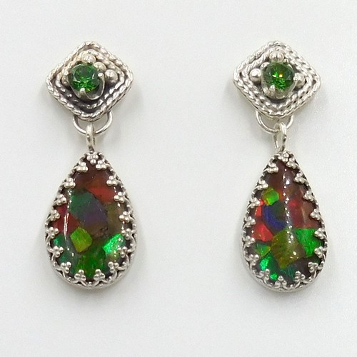 Click to view detail for DKC-2121 Earrings, Doublet Ammolite, Green CZ $140